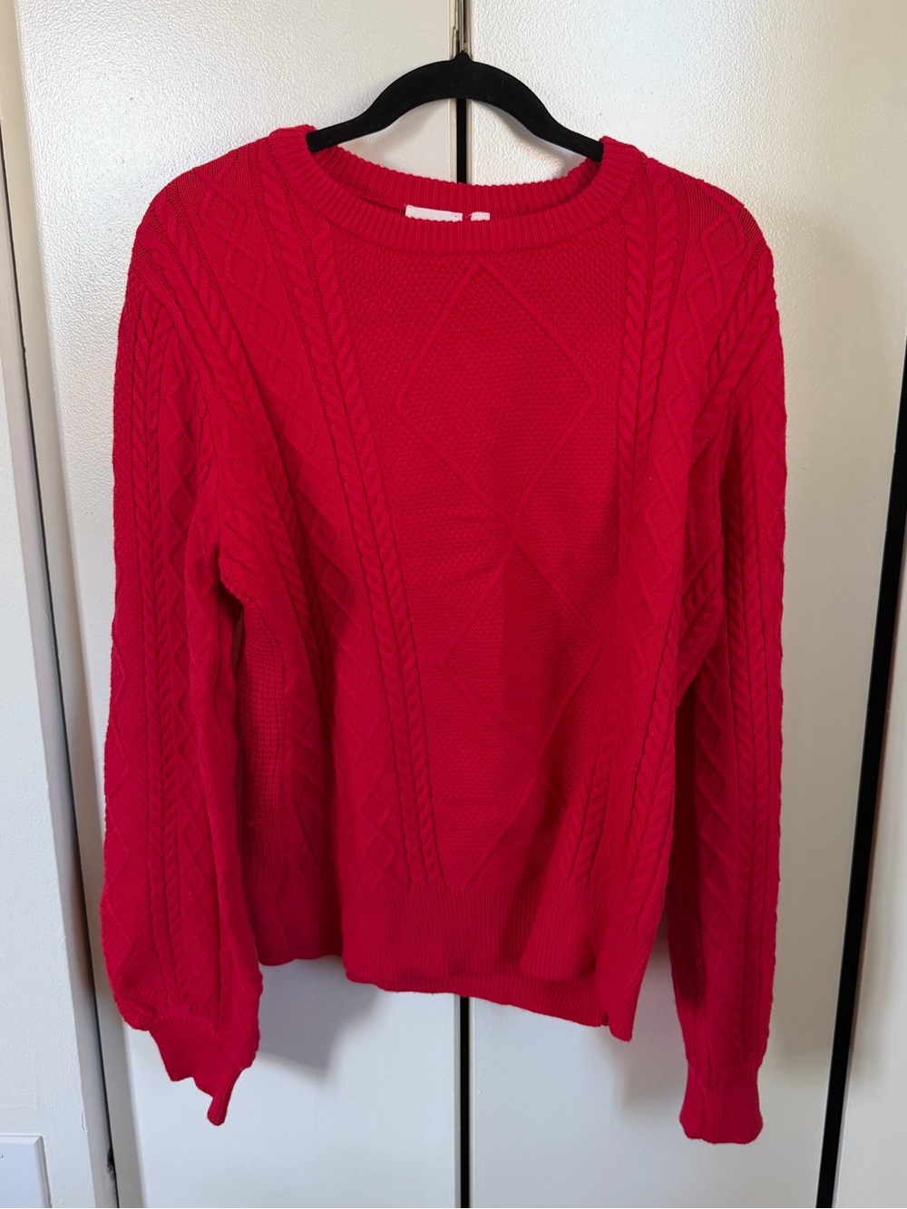 Cyrus Cable Knit Crew Neck Sweater - Red